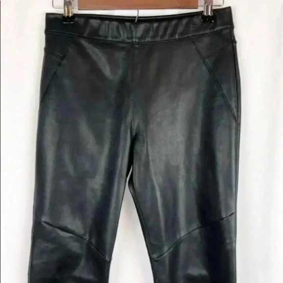 Free People Mid Rise Vegan Leather Moto Pull On Skinny Pants - Picture 4 of 6